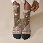 Mali Christmas Santa Nile Crocodile Crew Socks Bogolanfini Mudcloth Inspired