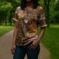 Mali Christmas Santa Nile Crocodile Cross Shoulder Shirt Bogolanfini Mudcloth Inspired