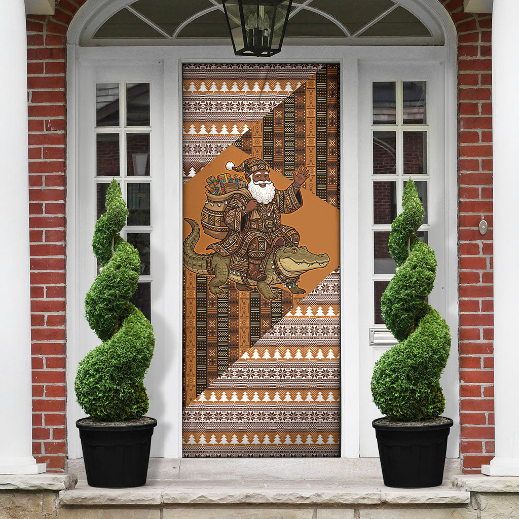 Mali Christmas Santa Nile Crocodile Door Cover Bogolanfini Mudcloth Inspired