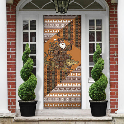 Mali Christmas Santa Nile Crocodile Door Cover Bogolanfini Mudcloth Inspired