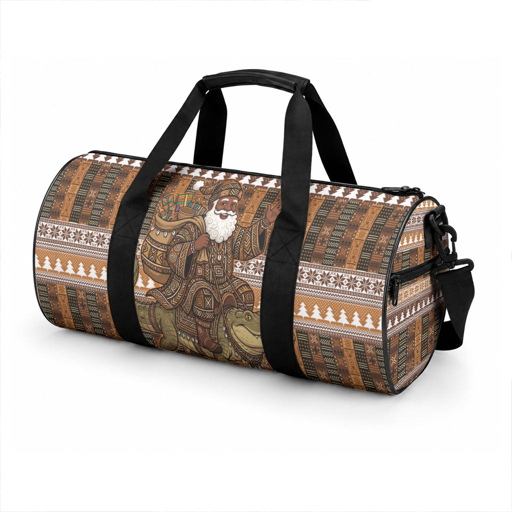 Mali Christmas Santa Nile Crocodile Duffle Bag Bogolanfini Mudcloth Inspired