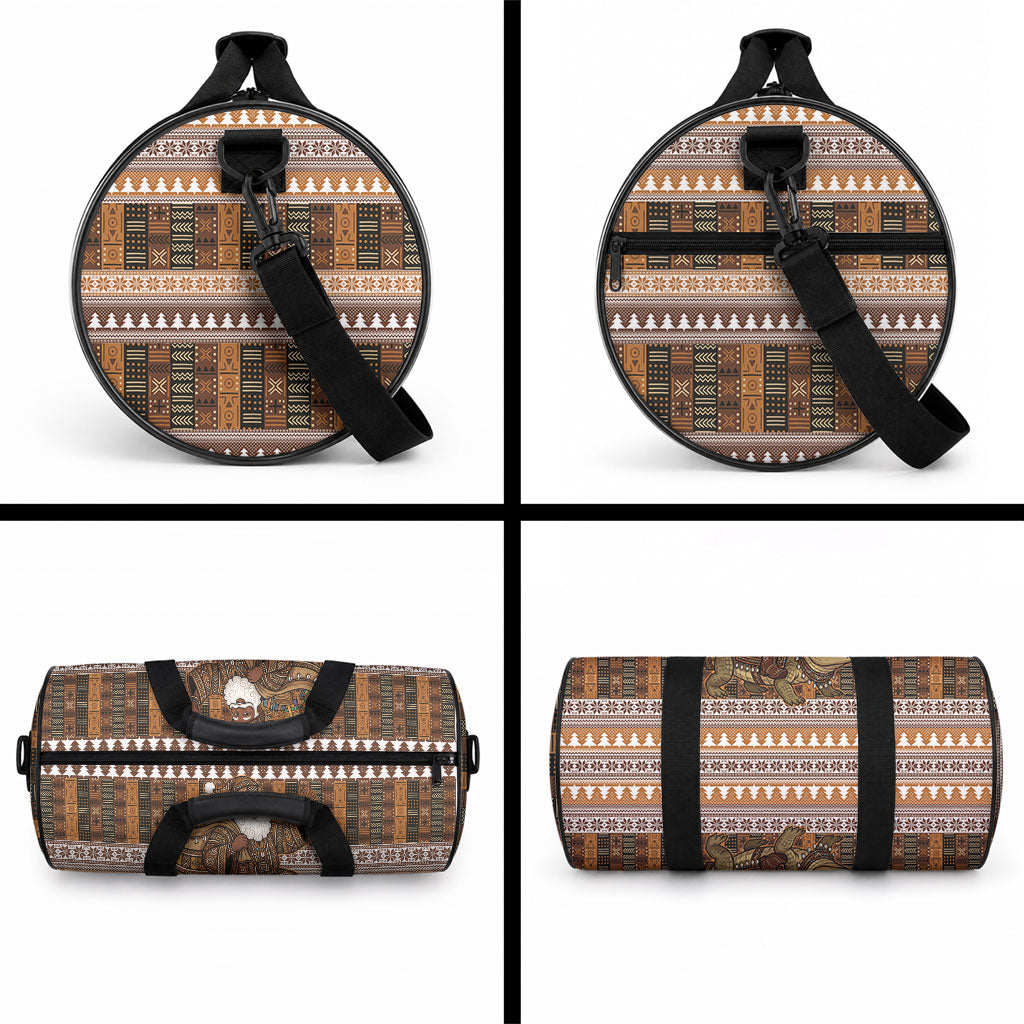 Mali Christmas Santa Nile Crocodile Duffle Bag Bogolanfini Mudcloth Inspired