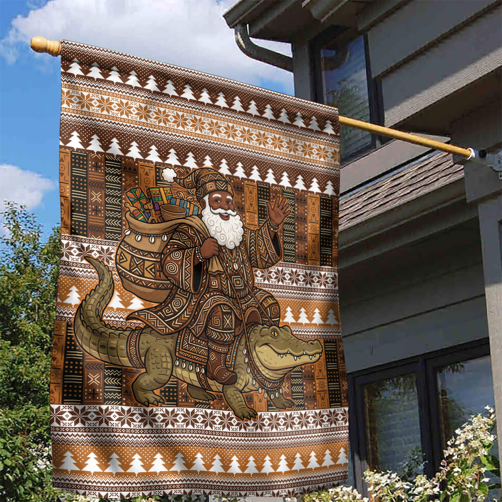 Mali Christmas Santa Nile Crocodile Garden Flag Bogolanfini Mudcloth Inspired
