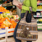 Mali Christmas Santa Nile Crocodile Grocery Bag Bogolanfini Mudcloth Inspired