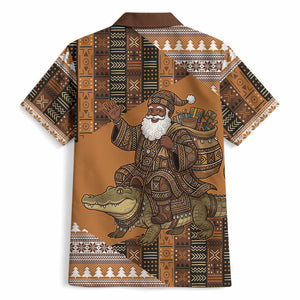 Mali Christmas Santa Nile Crocodile Hawaiian Shirt Bogolanfini Mudcloth Inspired