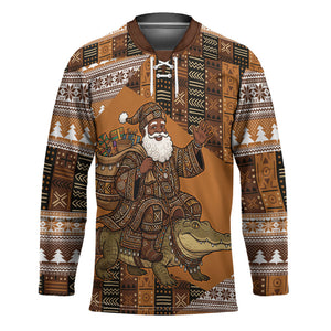 Mali Christmas Santa Nile Crocodile Hockey Jersey Bogolanfini Mudcloth Inspired