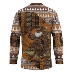 Mali Christmas Santa Nile Crocodile Hockey Jersey Bogolanfini Mudcloth Inspired