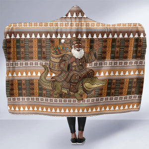 Mali Christmas Santa Nile Crocodile Hooded Blanket Bogolanfini Mudcloth Inspired