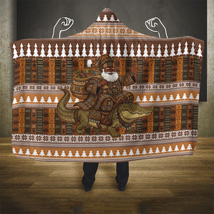 Mali Christmas Santa Nile Crocodile Hooded Blanket Bogolanfini Mudcloth Inspired
