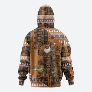 Mali Christmas Santa Nile Crocodile Hoodie Bogolanfini Mudcloth Inspired