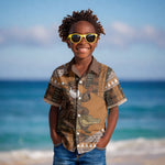 Mali Christmas Santa Nile Crocodile Kid Hawaiian Shirt Bogolanfini Mudcloth Inspired