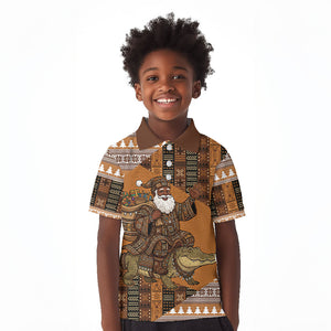 Mali Christmas Santa Nile Crocodile Kid Polo Shirt Bogolanfini Mudcloth Inspired