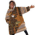 Mali Christmas Santa Nile Crocodile Kid Wearable Blanket Hoodie Bogolanfini Mudcloth Inspired