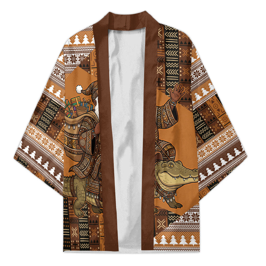 Mali Christmas Santa Nile Crocodile Kimono Bogolanfini Mudcloth Inspired
