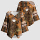 Mali Christmas Santa Nile Crocodile Kimono Sleeve Blouse Bogolanfini Mudcloth Inspired