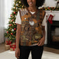 Mali Christmas Santa Nile Crocodile Christmas Knitted V-Neck Vest Bogolanfini Mudcloth Inspired