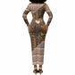 Mali Christmas Santa Nile Crocodile Long Sleeve Bodycon Dress Bogolanfini Mudcloth Inspired