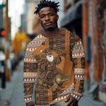 Mali Christmas Santa Nile Crocodile Long Sleeve Shirt Bogolanfini Mudcloth Inspired