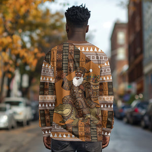 Mali Christmas Santa Nile Crocodile Long Sleeve Shirt Bogolanfini Mudcloth Inspired