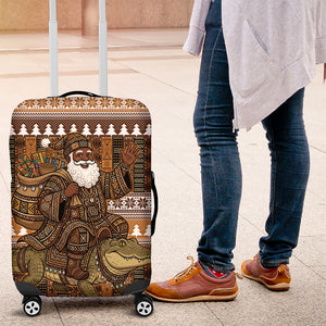 Mali Christmas Santa Nile Crocodile Luggage Cover Bogolanfini Mudcloth Inspired