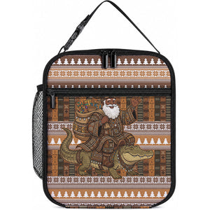 Mali Christmas Santa Nile Crocodile Lunch Bag Bogolanfini Mudcloth Inspired