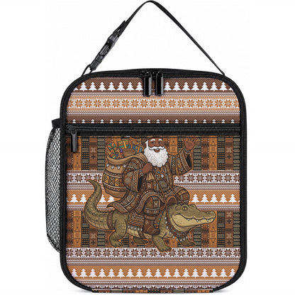 Mali Christmas Santa Nile Crocodile Lunch Bag Bogolanfini Mudcloth Inspired