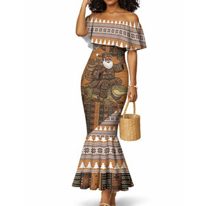 Mali Christmas Santa Nile Crocodile Mermaid Dress Bogolanfini Mudcloth Inspired