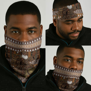 Mali Christmas Santa Nile Crocodile Neck Gaiter Bogolanfini Mudcloth Inspired