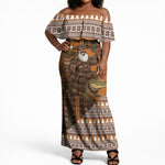 Mali Christmas Santa Nile Crocodile Off Shoulder Maxi Dress Bogolanfini Mudcloth Inspired