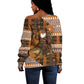Mali Christmas Santa Nile Crocodile Off Shoulder Sweater Bogolanfini Mudcloth Inspired