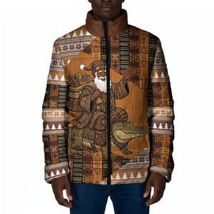 Mali Christmas Santa Nile Crocodile Padded Jacket Bogolanfini Mudcloth Inspired