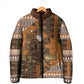 Mali Christmas Santa Nile Crocodile Padded Jacket Bogolanfini Mudcloth Inspired