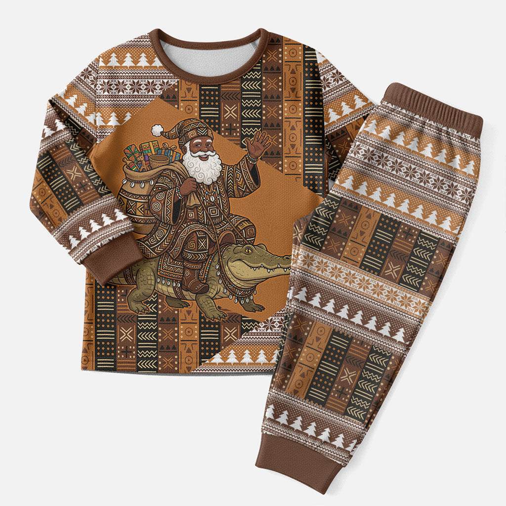 Mali Christmas Santa Nile Crocodile Christmas Pajama Set Bogolanfini Mudcloth Inspired
