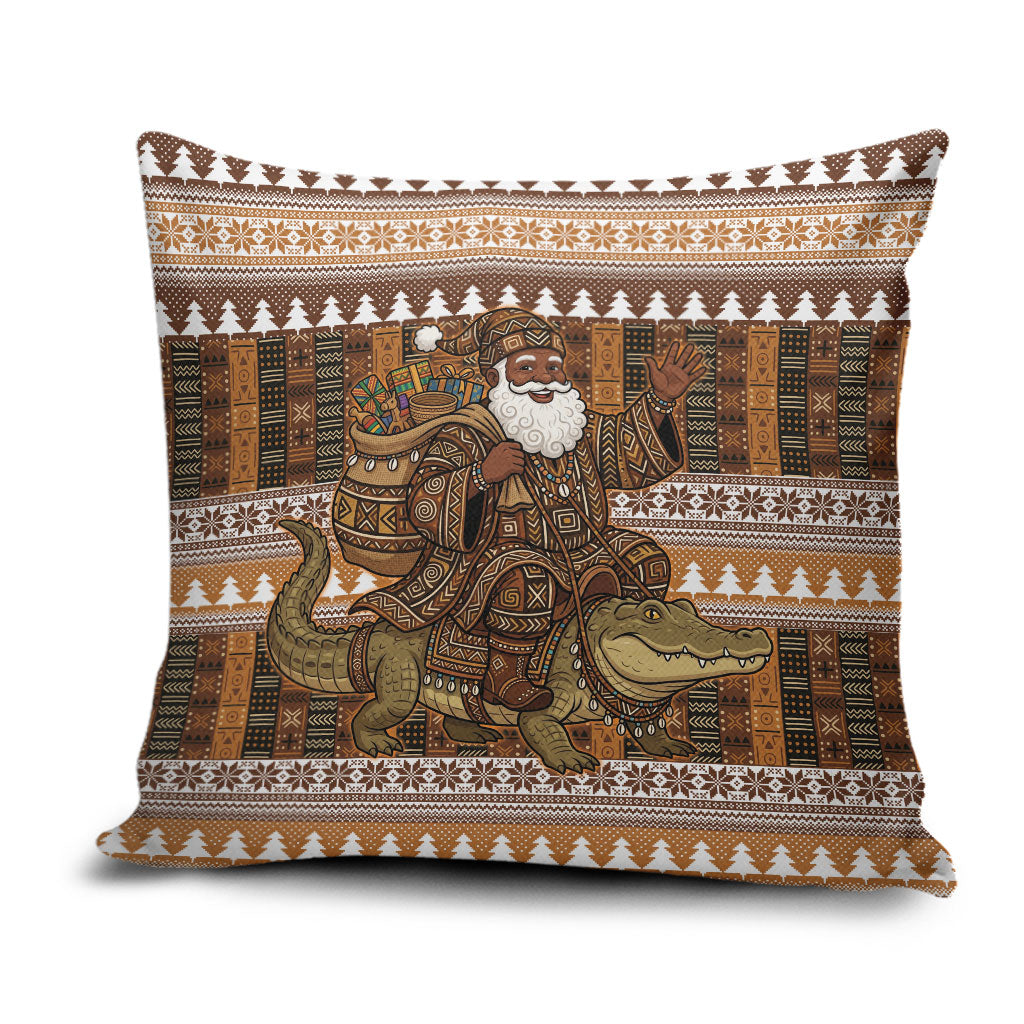 Mali Christmas Santa Nile Crocodile Pillow Cover Bogolanfini Mudcloth Inspired