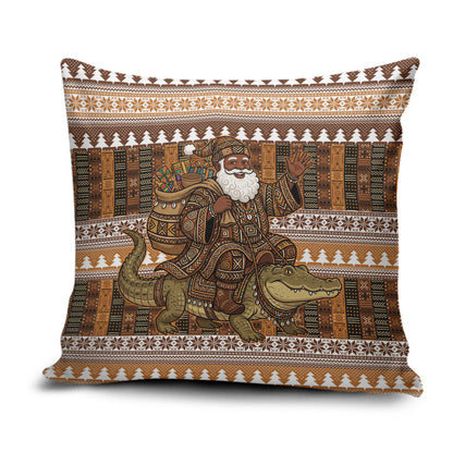 Mali Christmas Santa Nile Crocodile Pillow Cover Bogolanfini Mudcloth Inspired