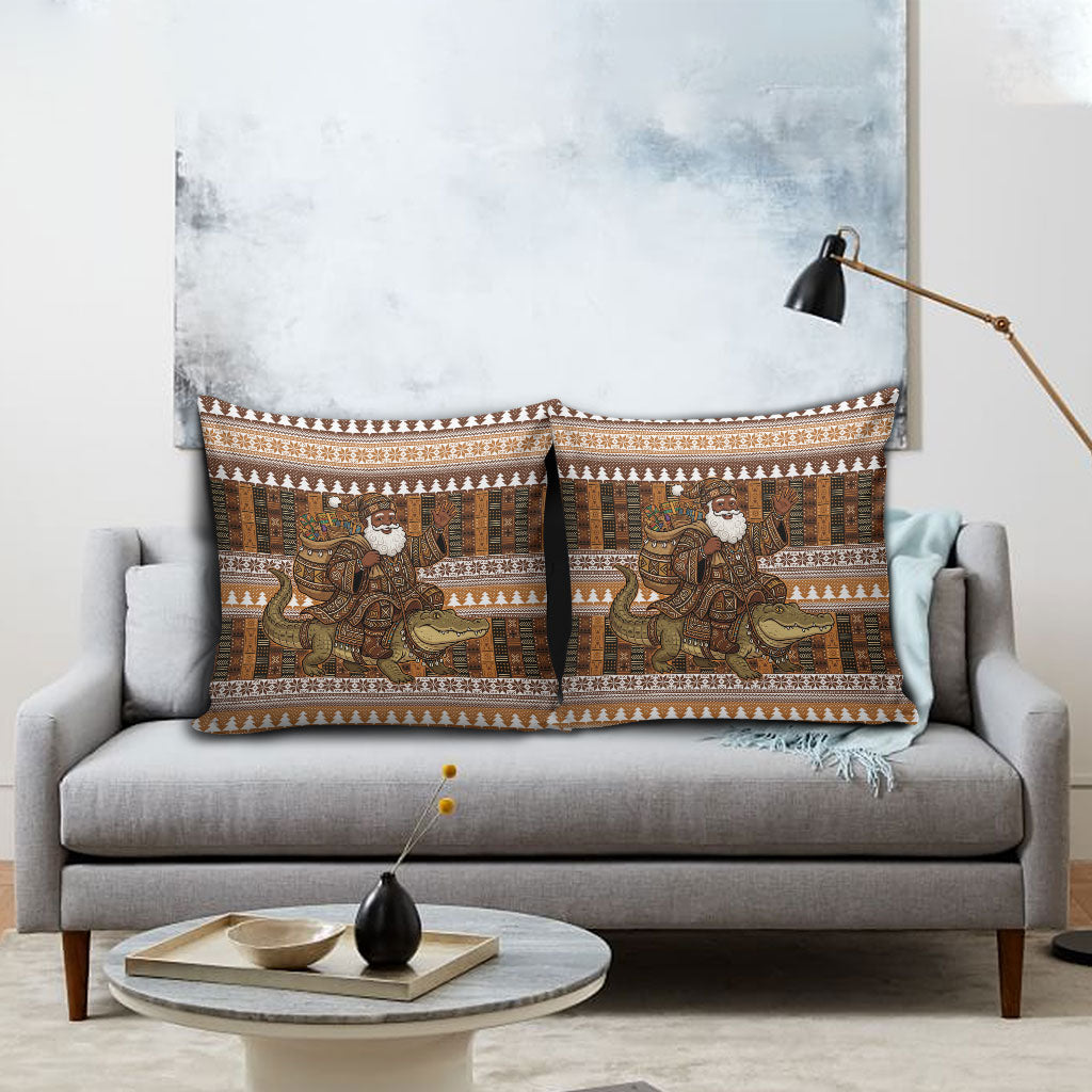 Mali Christmas Santa Nile Crocodile Pillow Cover Bogolanfini Mudcloth Inspired