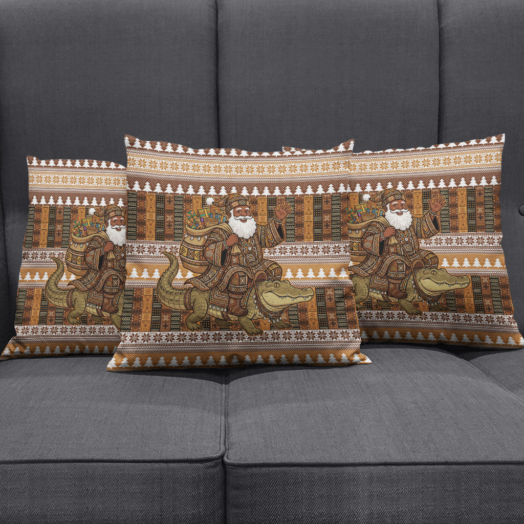 Mali Christmas Santa Nile Crocodile Pillow Cover Bogolanfini Mudcloth Inspired
