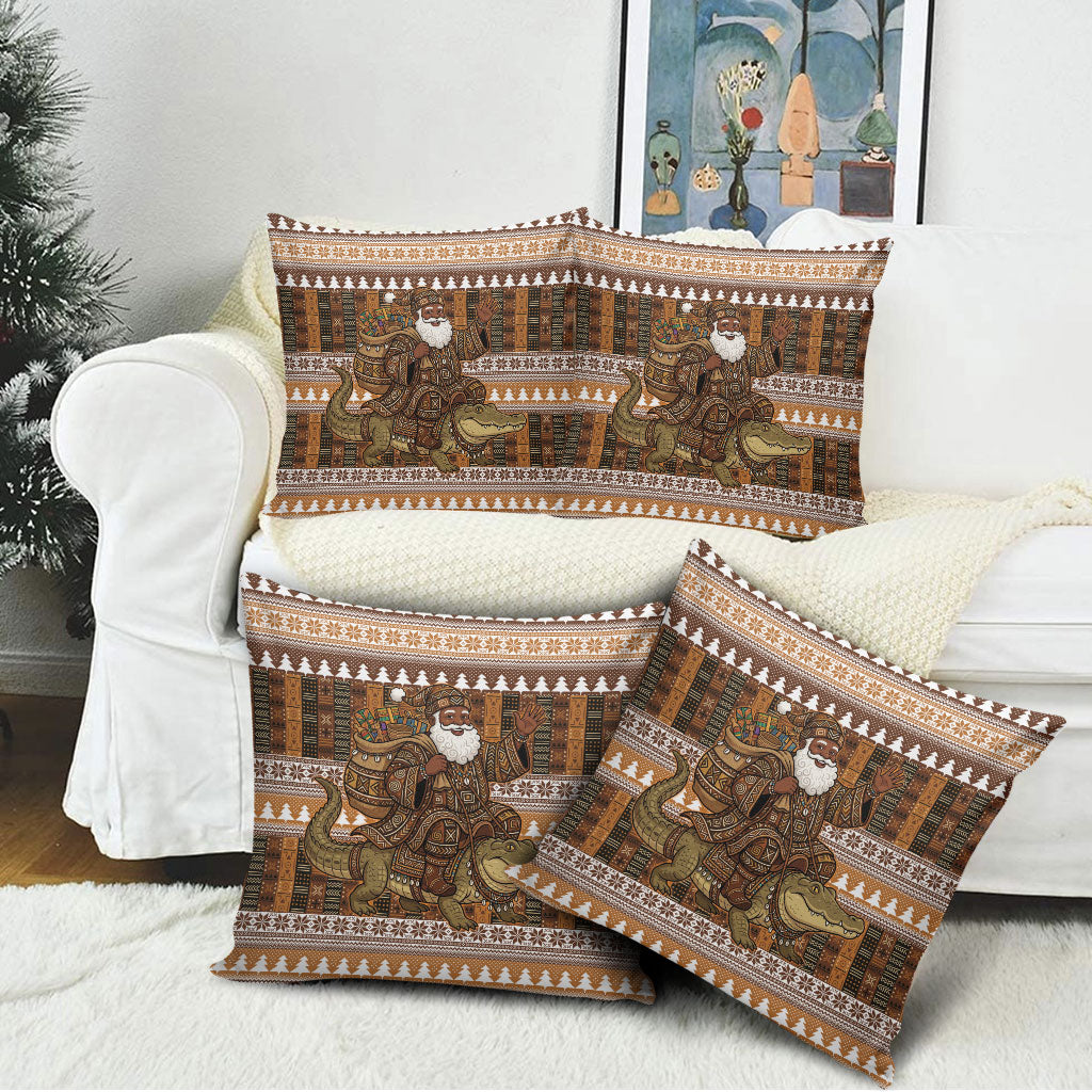 Mali Christmas Santa Nile Crocodile Pillow Cover Bogolanfini Mudcloth Inspired