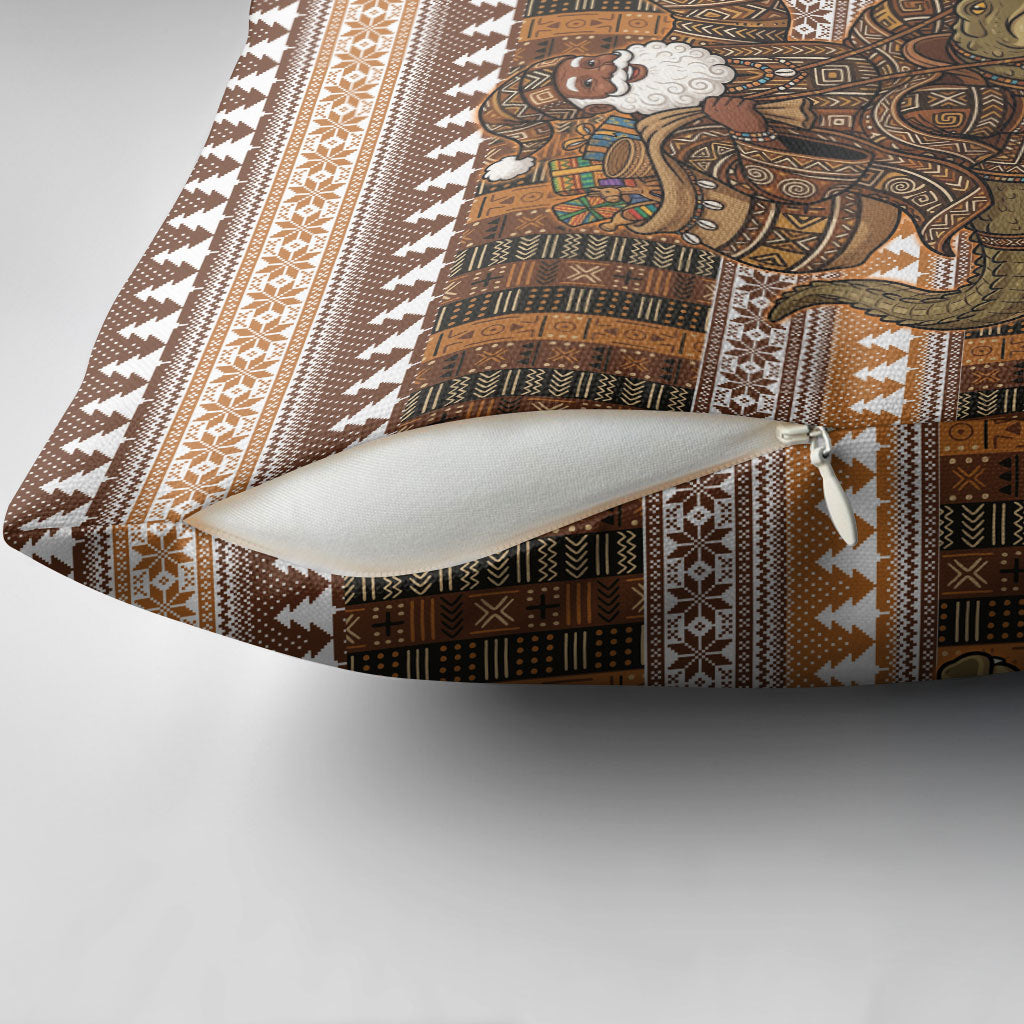 Mali Christmas Santa Nile Crocodile Pillow Cover Bogolanfini Mudcloth Inspired