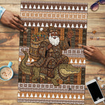 Mali Christmas Santa Nile Crocodile Puzzle Bogolanfini Mudcloth Inspired