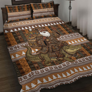 Mali Christmas Santa Nile Crocodile Quilt Bed Set Bogolanfini Mudcloth Inspired