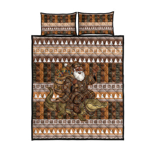 Mali Christmas Santa Nile Crocodile Quilt Bed Set Bogolanfini Mudcloth Inspired