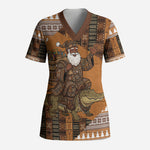 Mali Christmas Santa Nile Crocodile Scrub Top Bogolanfini Mudcloth Inspired