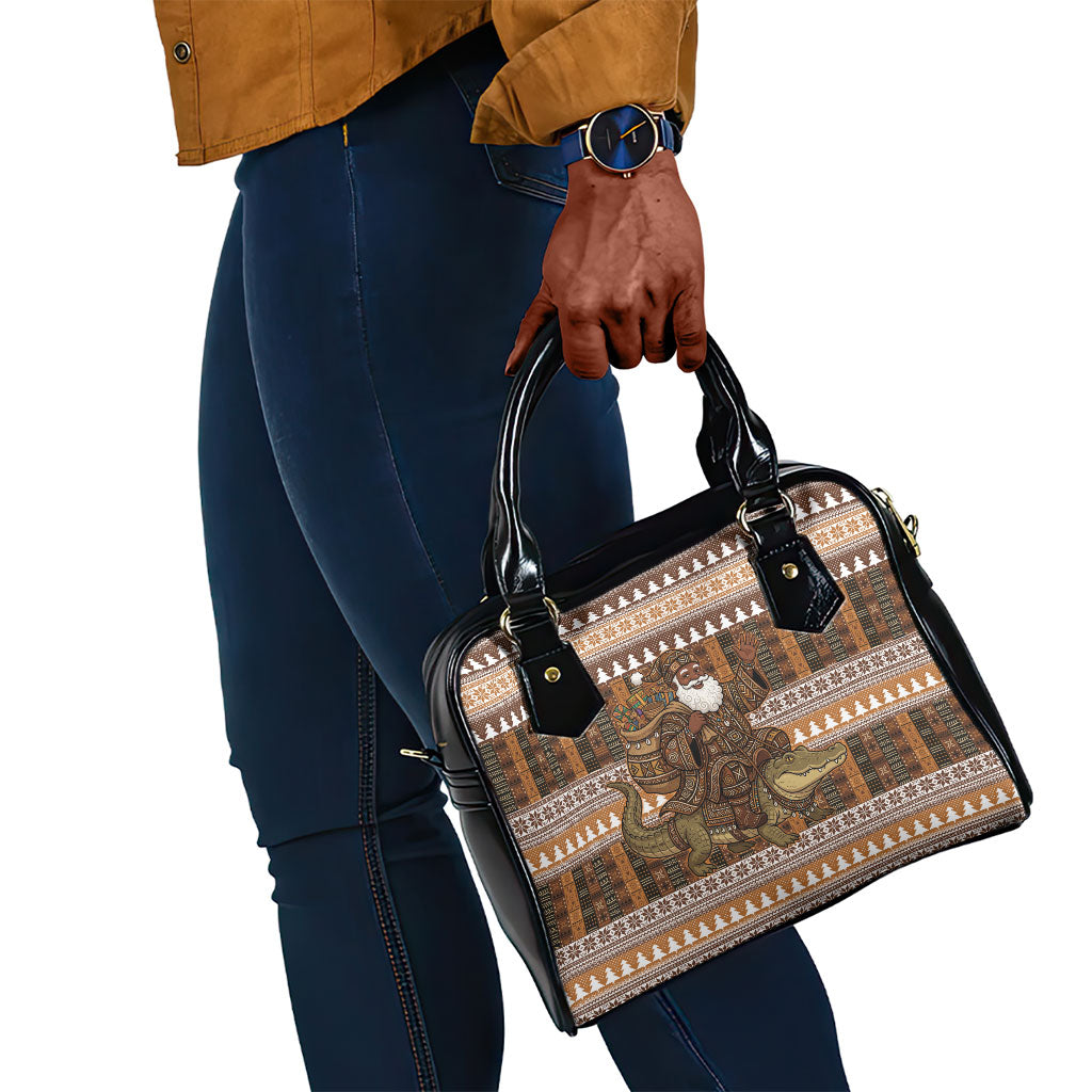 Mali Christmas Santa Nile Crocodile Shoulder Handbag Bogolanfini Mudcloth Inspired