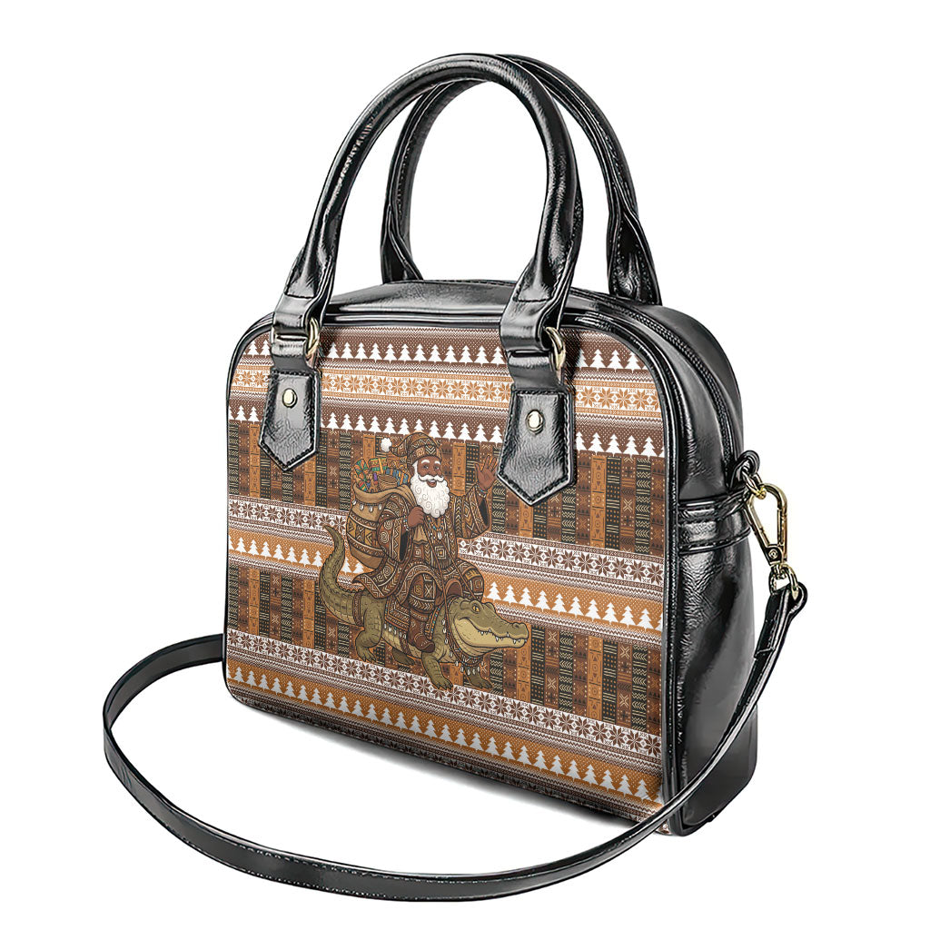 Mali Christmas Santa Nile Crocodile Shoulder Handbag Bogolanfini Mudcloth Inspired