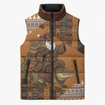 Mali Christmas Santa Nile Crocodile Sleeveless Puffer Jacket Bogolanfini Mudcloth Inspired