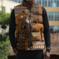 Mali Christmas Santa Nile Crocodile Sleeveless Puffer Jacket Bogolanfini Mudcloth Inspired