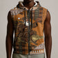 Mali Christmas Santa Nile Crocodile Sleeveless Zip Hoodie Bogolanfini Mudcloth Inspired