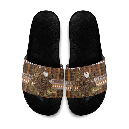 Mali Christmas Santa Nile Crocodile Slide Sandals Bogolanfini Mudcloth Inspired