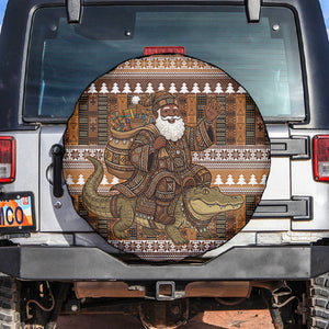 Mali Christmas Santa Nile Crocodile Spare Tire Cover Bogolanfini Mudcloth Inspired